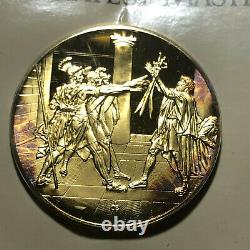 Franklin Mint Oath of the Horatii 24k Gold Plated. 925 Silver Medal SEALED