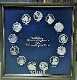 Franklin Mint Official Bicentennial Medals Of Original 13 States. 925 Ss Coins