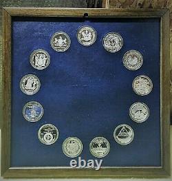 Franklin Mint Official Bicentennial Medals Of Original 13 States. 925 Ss Coins