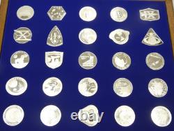 Franklin Mint Official NASA Manned Space Flight Emblems 25pc 925 Silver Set