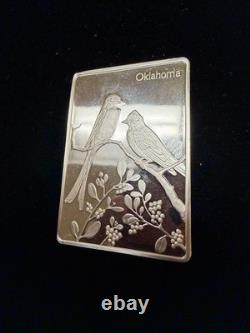 Franklin Mint Oklahoma Scissor-tailed flycatcher. 925 Sterling Silver Art Bar