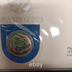 Franklin Mint Papua New Guinea 1975 Official Currency 5 Kina 10 Silver Coin