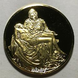 Franklin Mint Pieta 2 oz 24k Gold. 925 Silver Proof Medal Round
