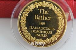 Franklin Mint PortraitBatherMedal 24kt G. E. P Over Sterling Silver Jean Auguste