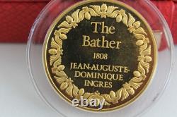 Franklin Mint PortraitBatherMedal 24kt G. E. P Over Sterling Silver Jean Auguste