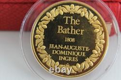 Franklin Mint PortraitBatherMedal 24kt G. E. P Over Sterling Silver Jean Auguste