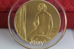 Franklin Mint PortraitBatherMedal 24kt G. E. P Over Sterling Silver Jean Auguste