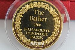 Franklin Mint PortraitBatherMedal 24kt G. E. P Over Sterling Silver Jean Auguste