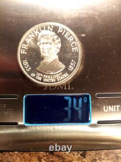 Franklin Mint Presidential Commemorative Silver Medal Franklin Pierce Read