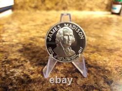 Franklin Mint Presidential Commemorative Silver Medal James Madison Read