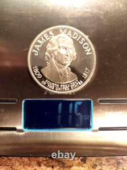 Franklin Mint Presidential Commemorative Silver Medal James Madison Read