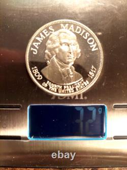 Franklin Mint Presidential Commemorative Silver Medal James Madison Read