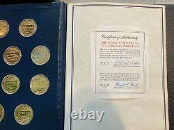 Franklin Mint Proof Set 100 Sterling Silver Medals (Gold Plated) 63.5 Oz
