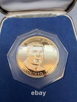 Franklin Mint Rev. William F. Drobel Sterling Silver Gold Electro Medal 27.25g