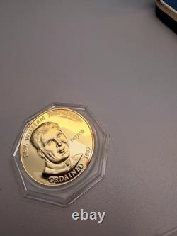 Franklin Mint Rev. William F. Drobel Sterling Silver Gold Electro Medal 27.25g