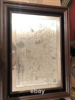 Franklin Mint Royal Geographical Society Sterling Silver Map Framed 1976