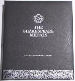 Franklin Mint Royal Shakespeare Partial Set with Album 10 Sterling Silver Medals