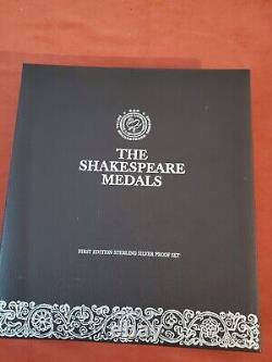 Franklin Mint Royal Shakespeare Partial Set with Album 12 Sterling Silver Medals