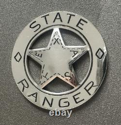 Franklin Mint STERLING SILVER Badge Texas State Rangers + original box