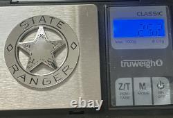 Franklin Mint STERLING SILVER Badge Texas State Rangers + original box