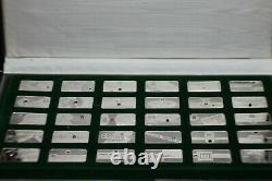 Franklin Mint S. Silver Ingot Jeweler 30 Set w Case actual Gem Inset w each Piece