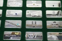 Franklin Mint S. Silver Ingot Jeweler 30 Set w Case actual Gem Inset w each Piece