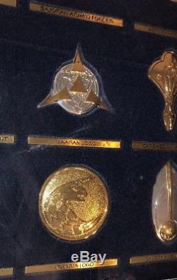 Franklin Mint Star Trek 24 Sterling Silver Badge Insignia Set W 2 Cases Rare