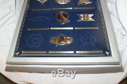 Franklin Mint Star Trek. 925 Sterling Silver Gold Plated Insignia Badges with Case