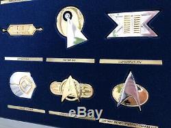 Franklin Mint. Star Trek Insignia Badge Set (12) In Frame. 1992.925 Silver