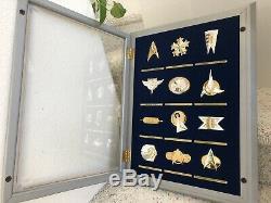 Franklin Mint. Star Trek Insignia Badge Set (12) In Frame. 1992.925 Silver