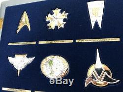 Franklin Mint. Star Trek Insignia Badge Set (12) In Frame. 1992.925 Silver
