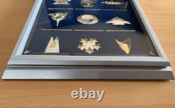 Franklin Mint Star Trek Insignia Badges Sterling Silver Framed 24K Gold Set NEW