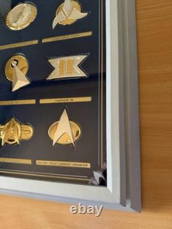Franklin Mint Star Trek Insignia Badges Sterling Silver Framed 24K Gold Set NEW