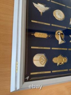 Franklin Mint Star Trek Insignia Badges Sterling Silver Framed 24K Gold Set NEW
