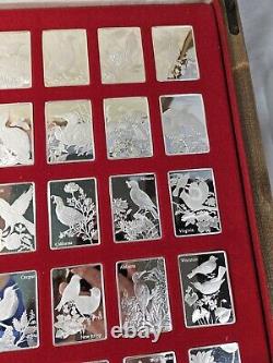 Franklin Mint State Bird and Flowers 1.25 oz Sterling Silver Art Bars Lot of 28