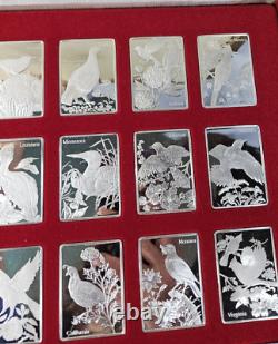 Franklin Mint State Bird and Flowers 1.25 oz Sterling Silver Art Bars Lot of 28