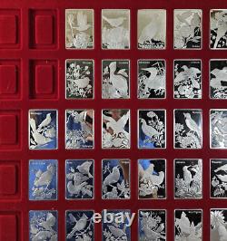 Franklin Mint State Bird and Flowers 1.25 oz Sterling Silver Art Bars Lot of 28