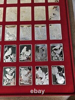 Franklin Mint State Bird and Flowers 1.25 oz Sterling Silver Art Bars Lot of 28