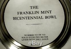 Franklin Mint Sterling Bicentennial Bowl #513-750 BOX & PAPERS 198 OZ