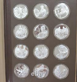 Franklin Mint Sterling Silver 12 Coin Proof Set Medallic Yearbook 1974 Ltd Ed