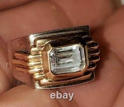 Franklin Mint Sterling Silver And 14kt Gold Ring Size 4. 5