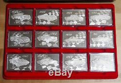 Franklin Mint Sterling Silver Corvette 24 ingot collection COMPLETE 26.64 oz ASW