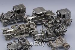 Franklin Mint Sterling Silver Miniature Car Collection 7 Cars Replica