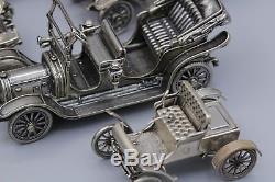 Franklin Mint Sterling Silver Miniature Car Collection 7 Cars Replica