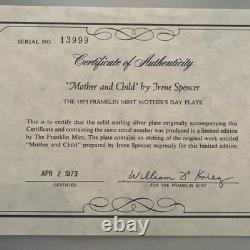 Franklin Mint Sterling Silver Plate Mothers Day 1973 NEW by Irene Spencer