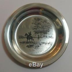 Franklin Mint Sterling Silver Plate Riding to the Hunt James Wyeth COA 174 grams