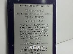Franklin Mint Sterling Silver Star Trek Klingon Bird Of Prey Stand/Certificate