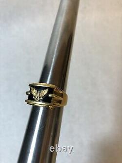 Franklin Mint Sterling Silver with 14k Gold Eagle Onyx Mens Ring Sz 12.75 21 Grams
