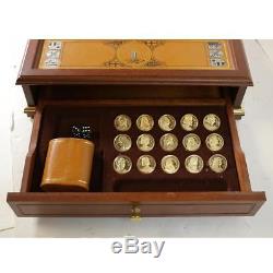 Franklin Mint The Excalibur Backgammon Game Set with Gold And Silver Coin Pieces