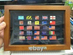 Franklin Mint The Flags of Liberty Enamel Sterling Silver 25 Flag Set &Box Coa's
